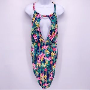 ASOS Tropical Floral Print Bathing Suit Plus Size 16